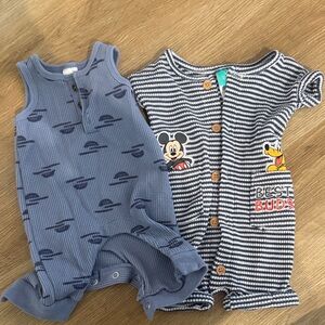 Disney Mickey Mouse and Pluto Bodysuit Set - Blue and Black